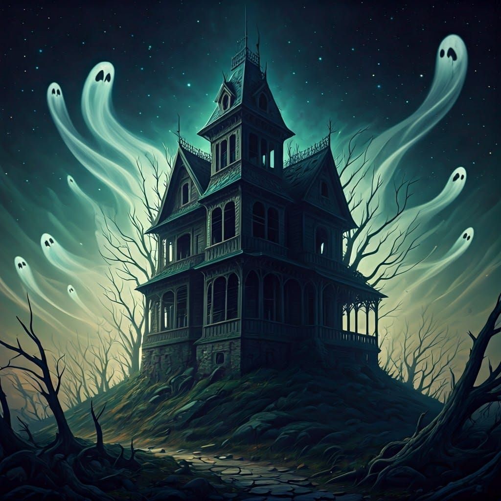 Ethereal Decaying Mansion in Dreamlike Digital Art