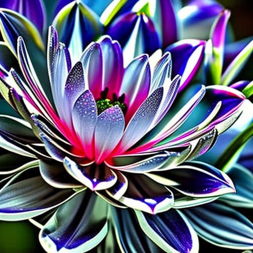 Crystal Flower with Bioluminescent Petals in HDR