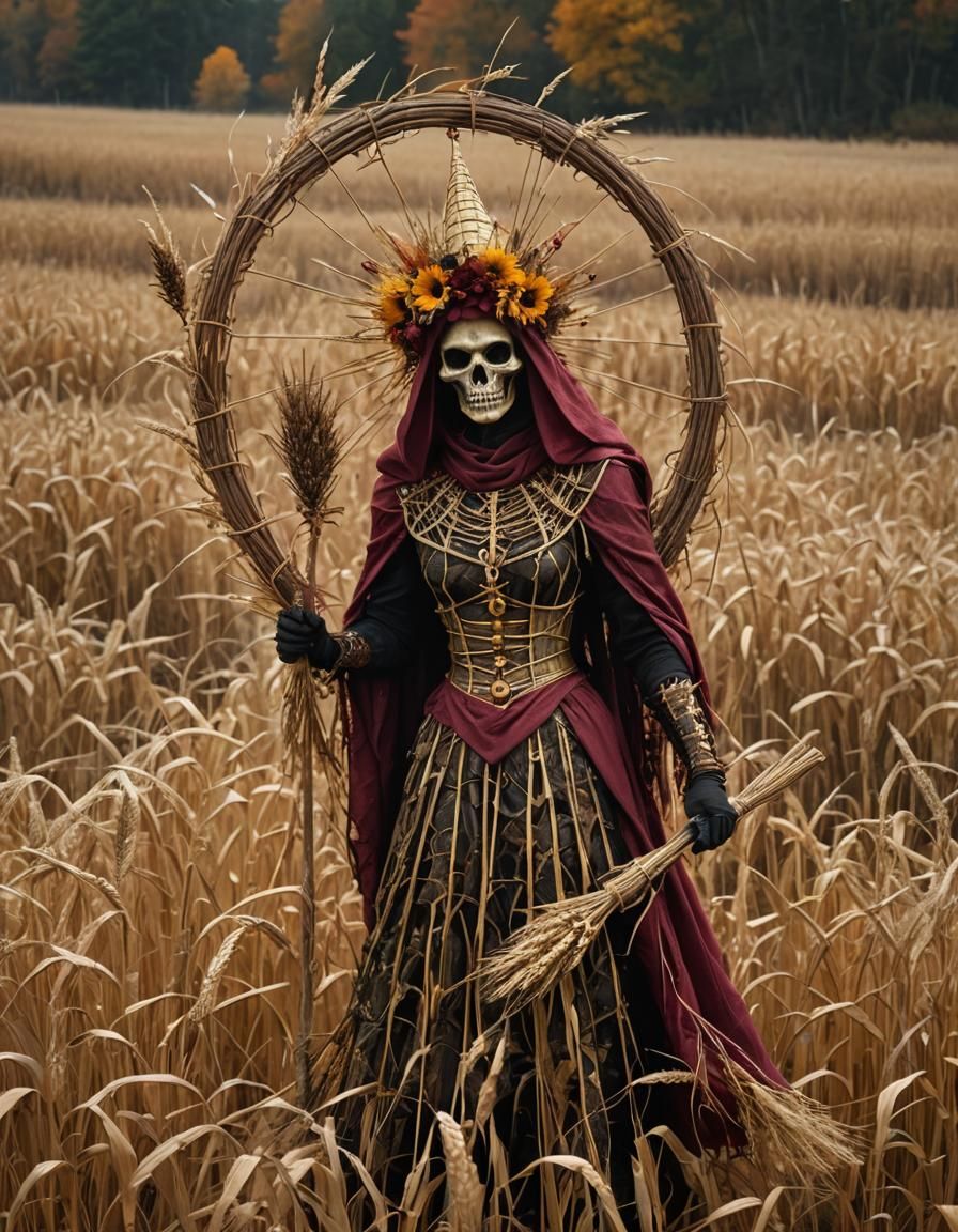 Creepy Wheat Witch with Sun Wreath Headdress