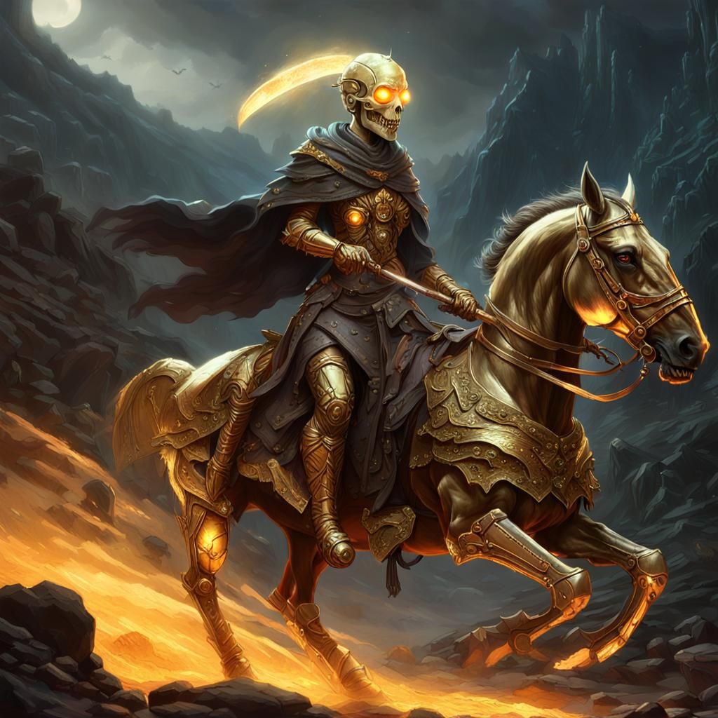 Skeletal Zombie Death Knight in Fantasy Art Style