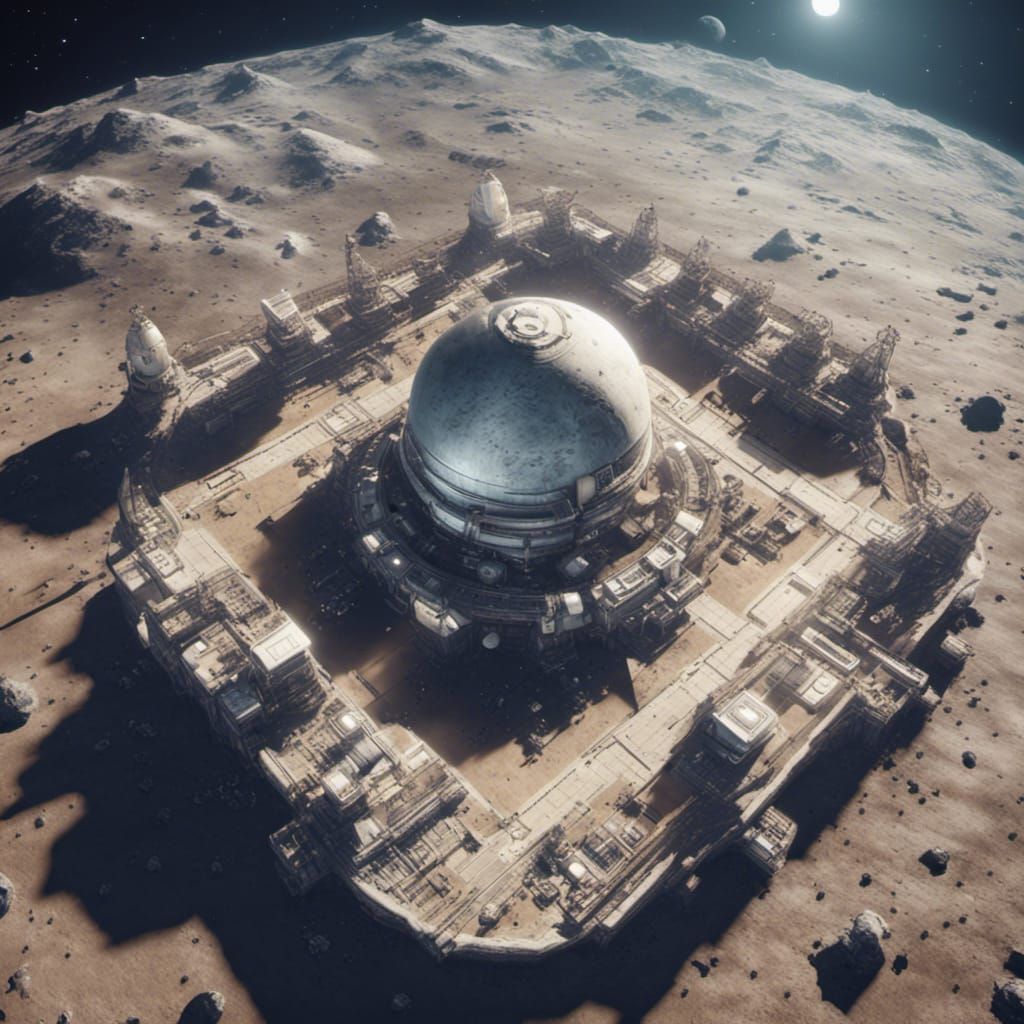 Moon Base Overlook: 3D Render in Cinematic Style