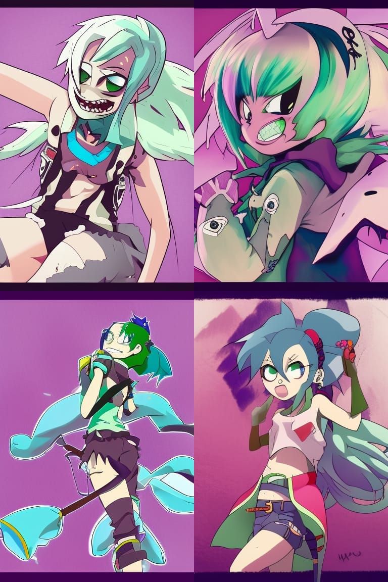 Cute Zombie Girl in Anime Key Visual Style