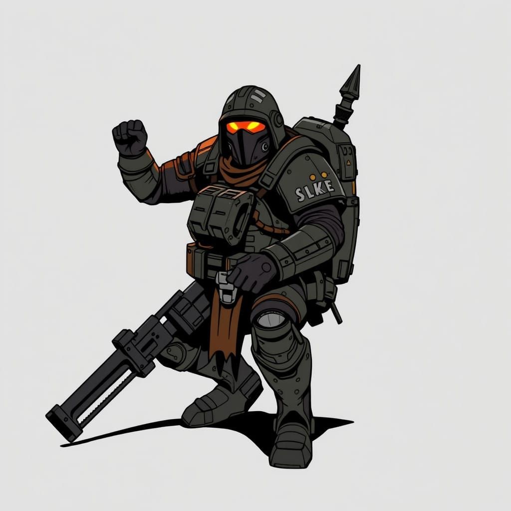 Gritty Helldiver from a Futuristic Battlefield