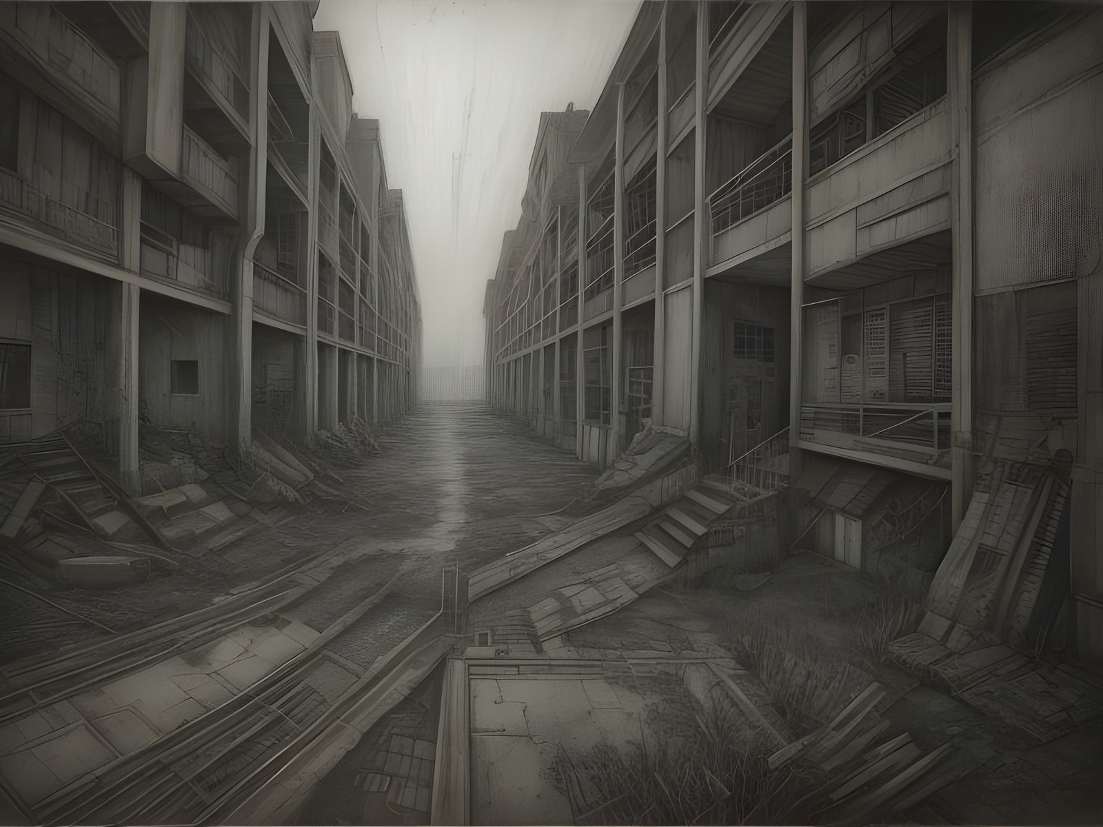 Gritty Dystopian Cityscape in Earthy Tones