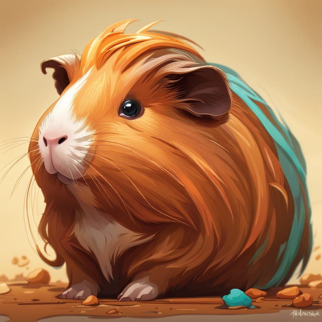 Detailed Guinea Pig Portrait in Hyperrealistic Style