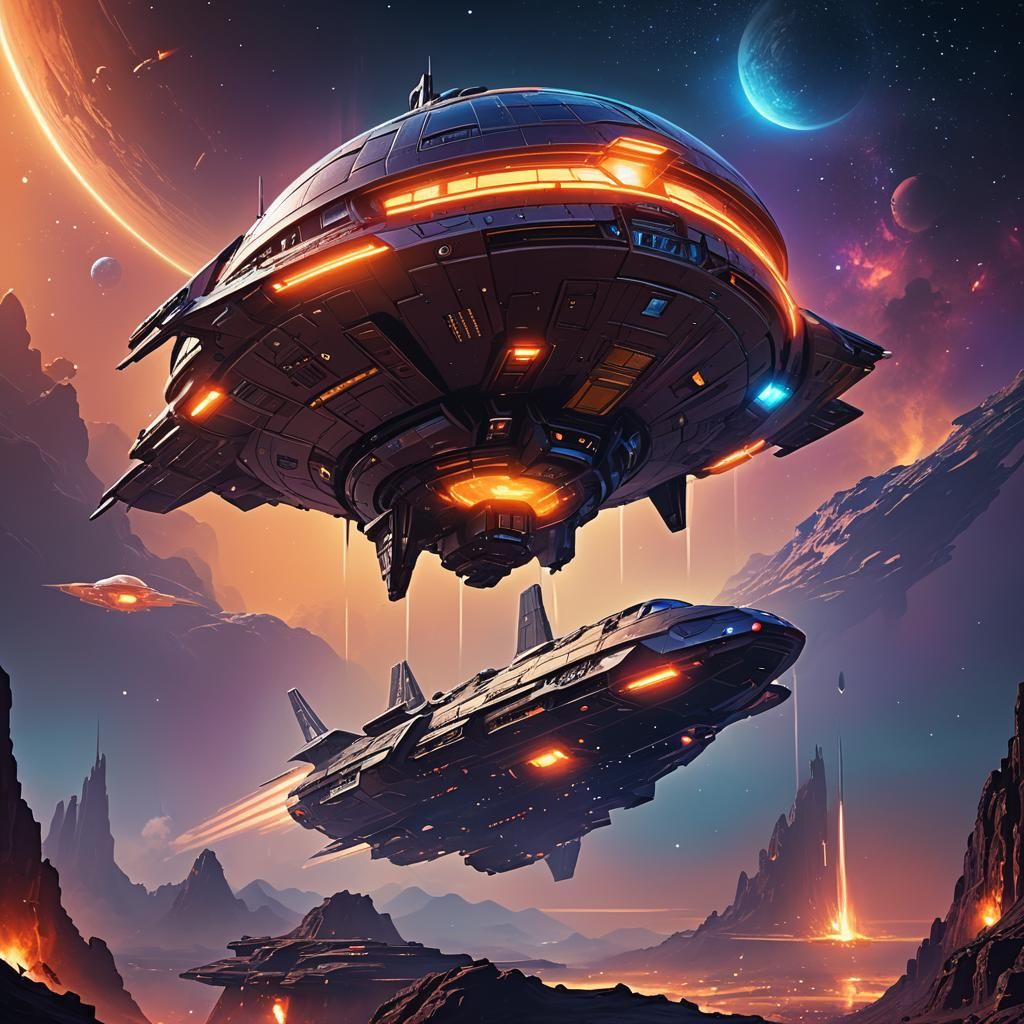 Fantastical Alien Spaceship Concept Art