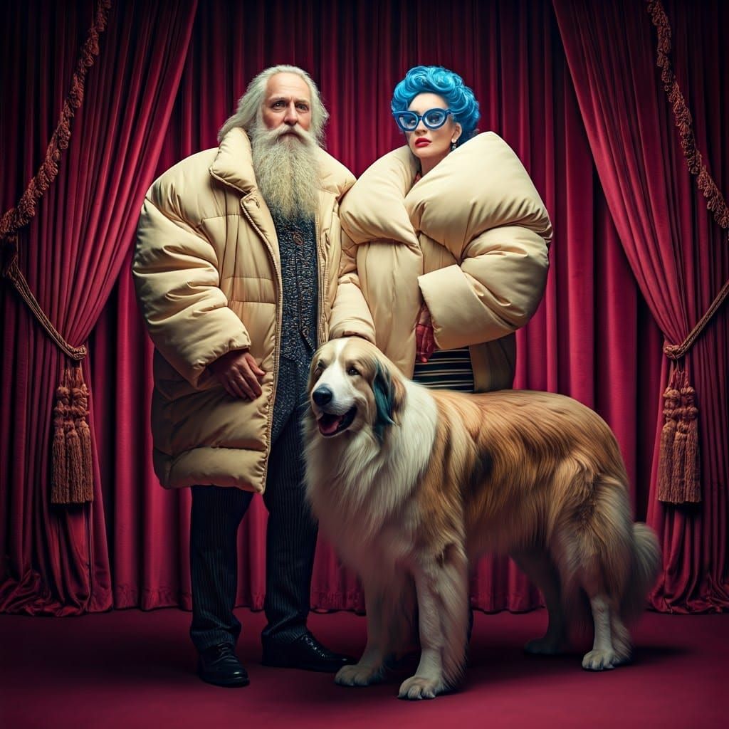 Eccentric Elderly Couple with a Majestic Dog