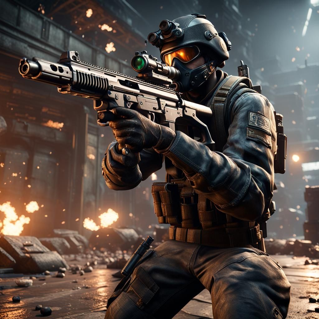 Guns in 3D Game Cinematic Style