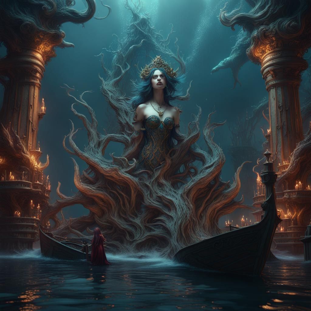 Fantastical Siren in Detailed Matte Painting