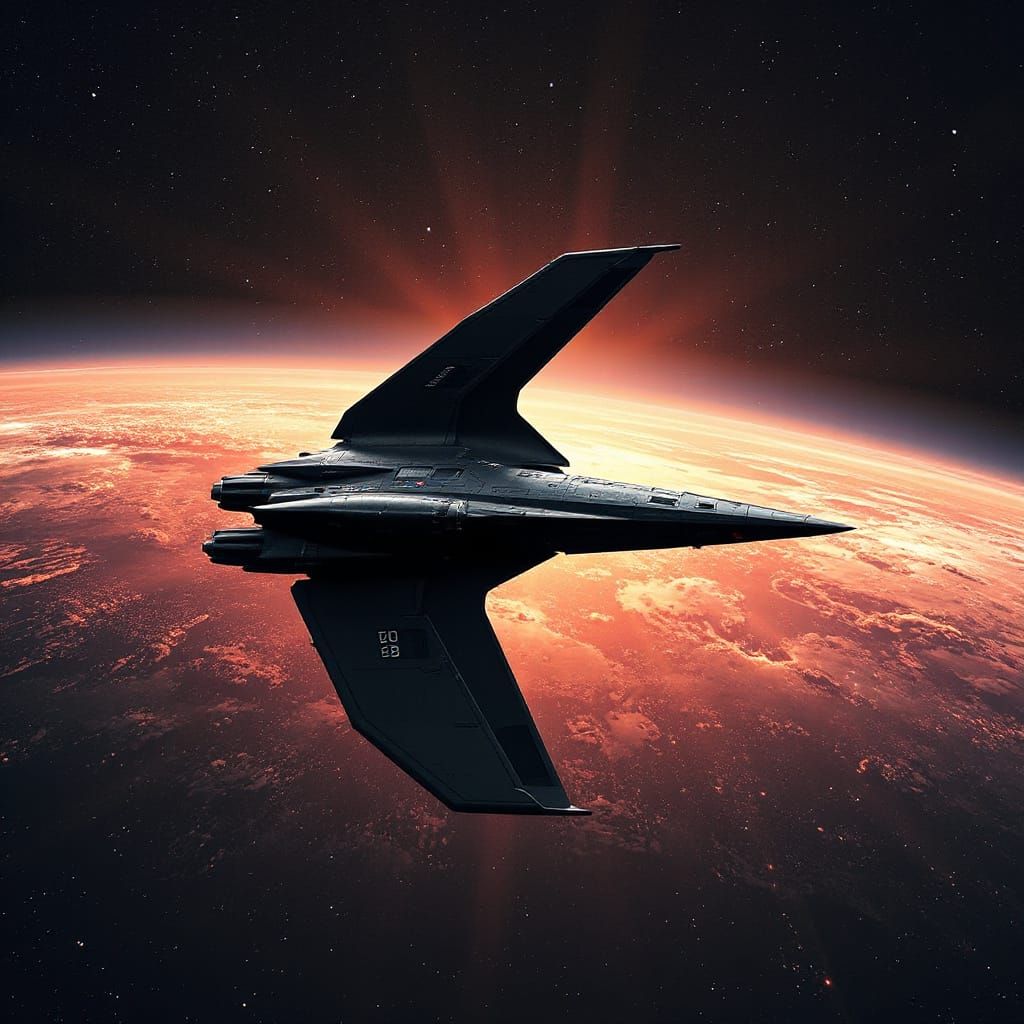 Blackbird Spaceship Soaring Through Galaxy