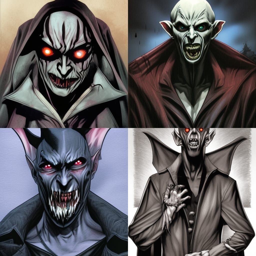 Nosferatu Vampire Portrait in Comic Book Style