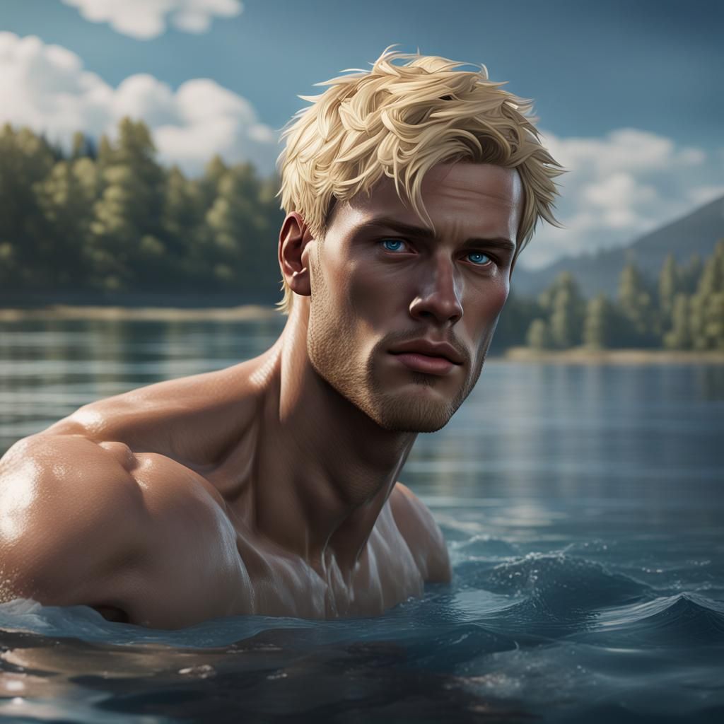 Athlete Swimming: Dark Fantasy Concept Art