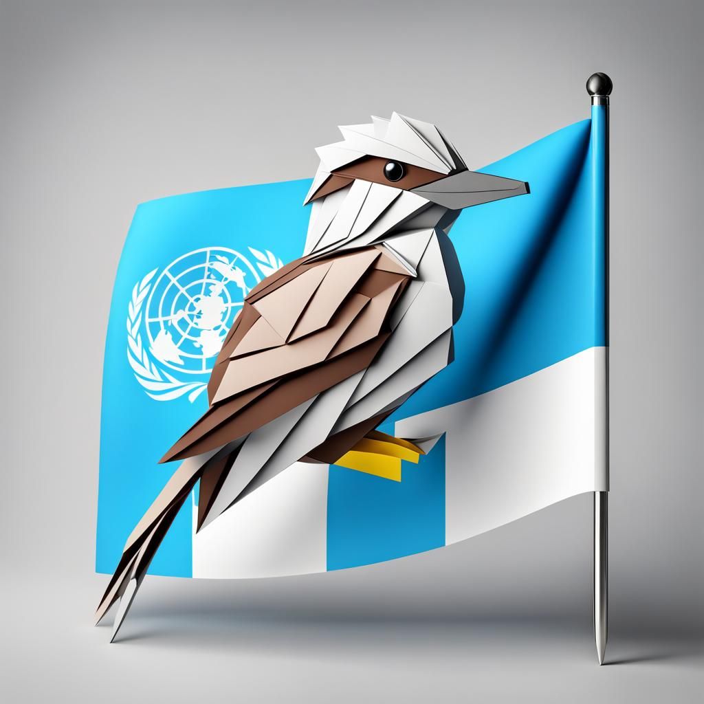 Kookaburra Origami United Nations Flag in Papercraft