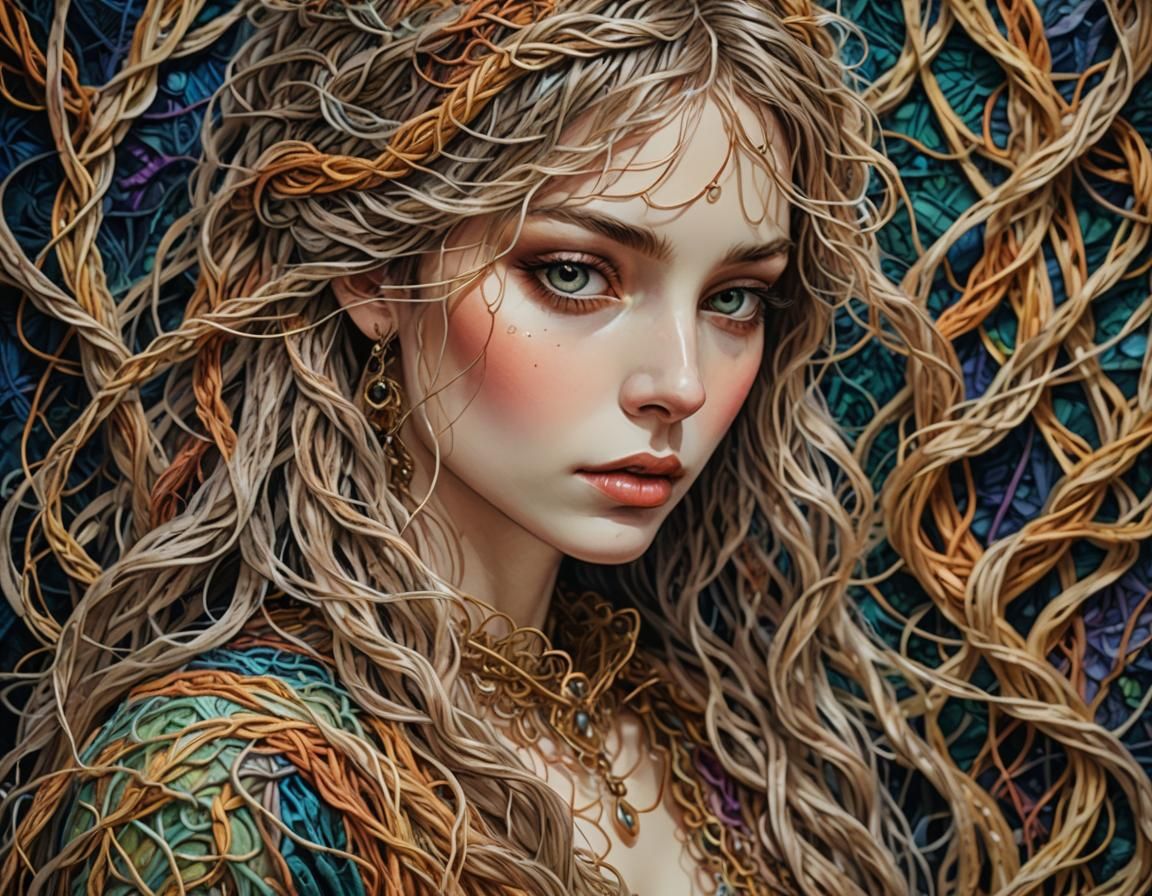 Surreal Tapestry Portrait in Magical Realism Style
