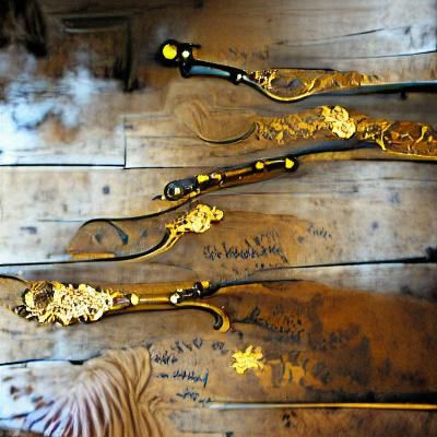 Rococo Walking Staff with Gold and Story Projections
