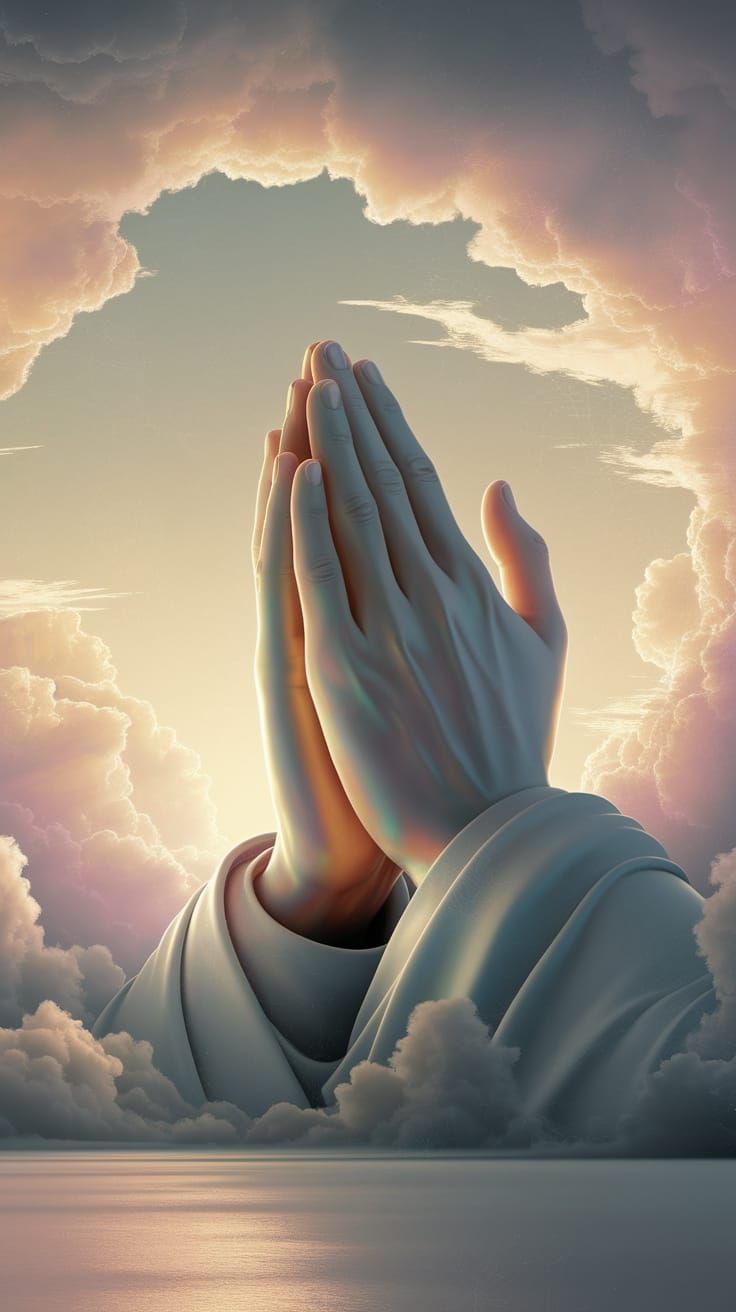 Ethereal Praying Hands in Golden Light, Inspired by Albrecht...