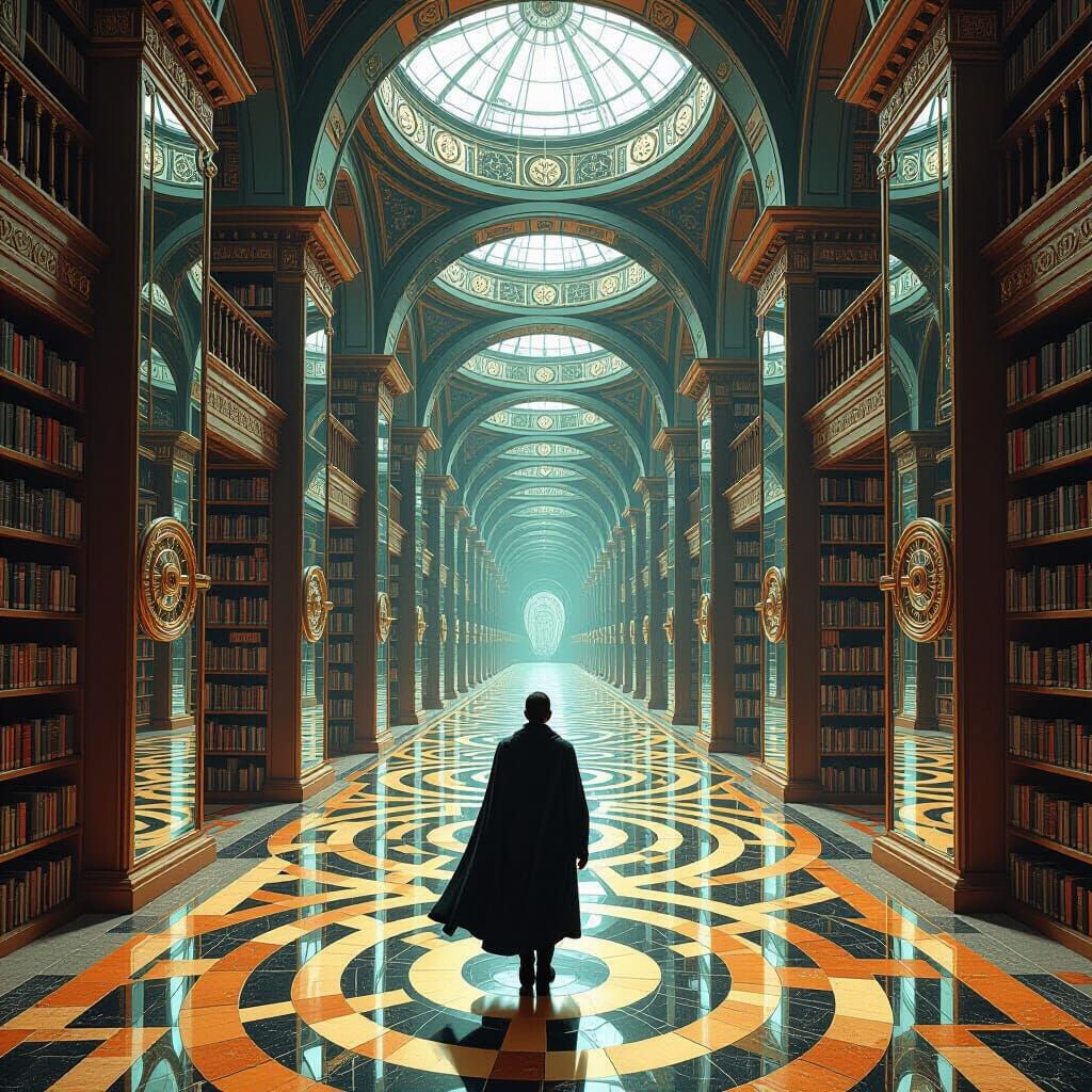 Mysterious Figure in Infinite Library Labyrinth