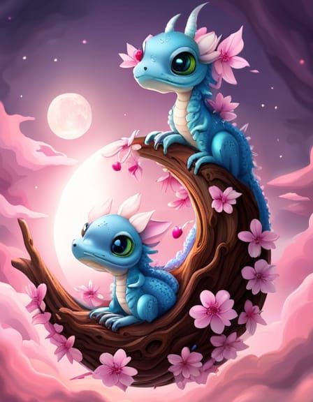 Hatching Cherry Blossom Dragon from Blue Egg