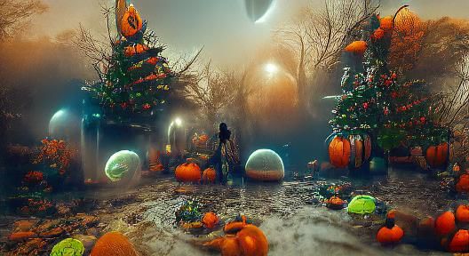 Surreal Alien Halloween Christmas in 8K
