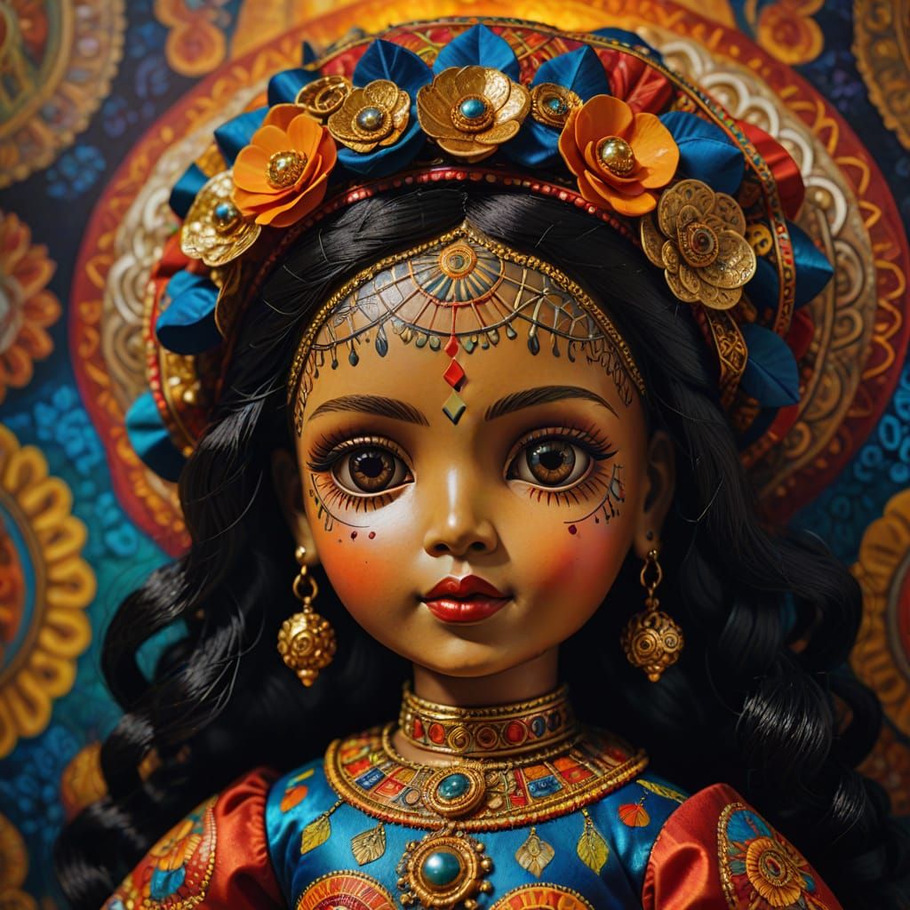 Surreal Oil Painting of a Mystical Boneca Ambalabu Doll