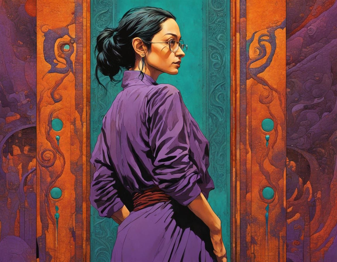 Vibrant Female Teacher in Mexican Art Style Masterpiece