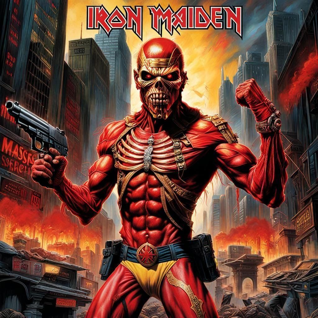 Iron Maiden's Eddie: Undead Cyborg in Cyberpunk City
