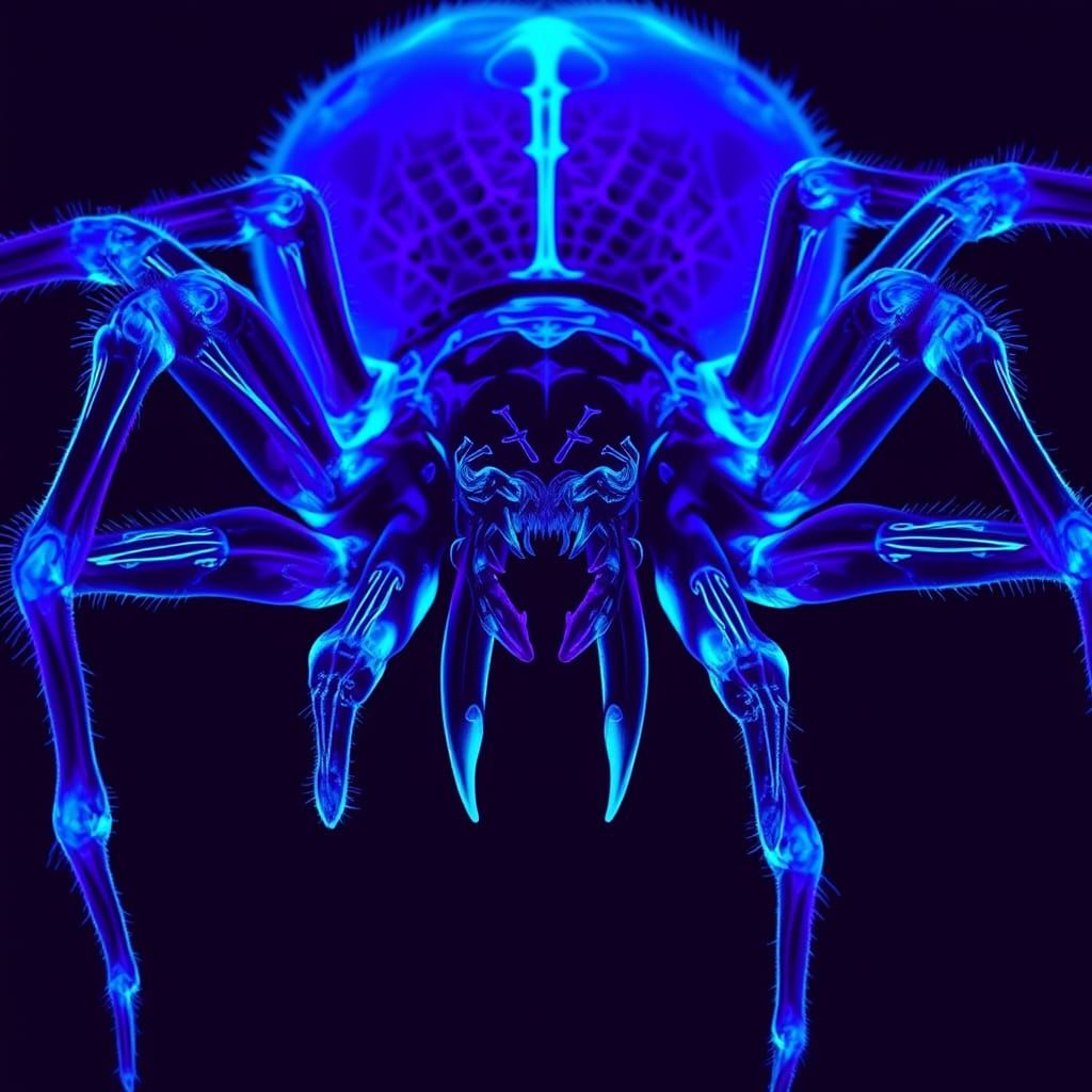 Electric Blue X-Ray Tarantula Skull