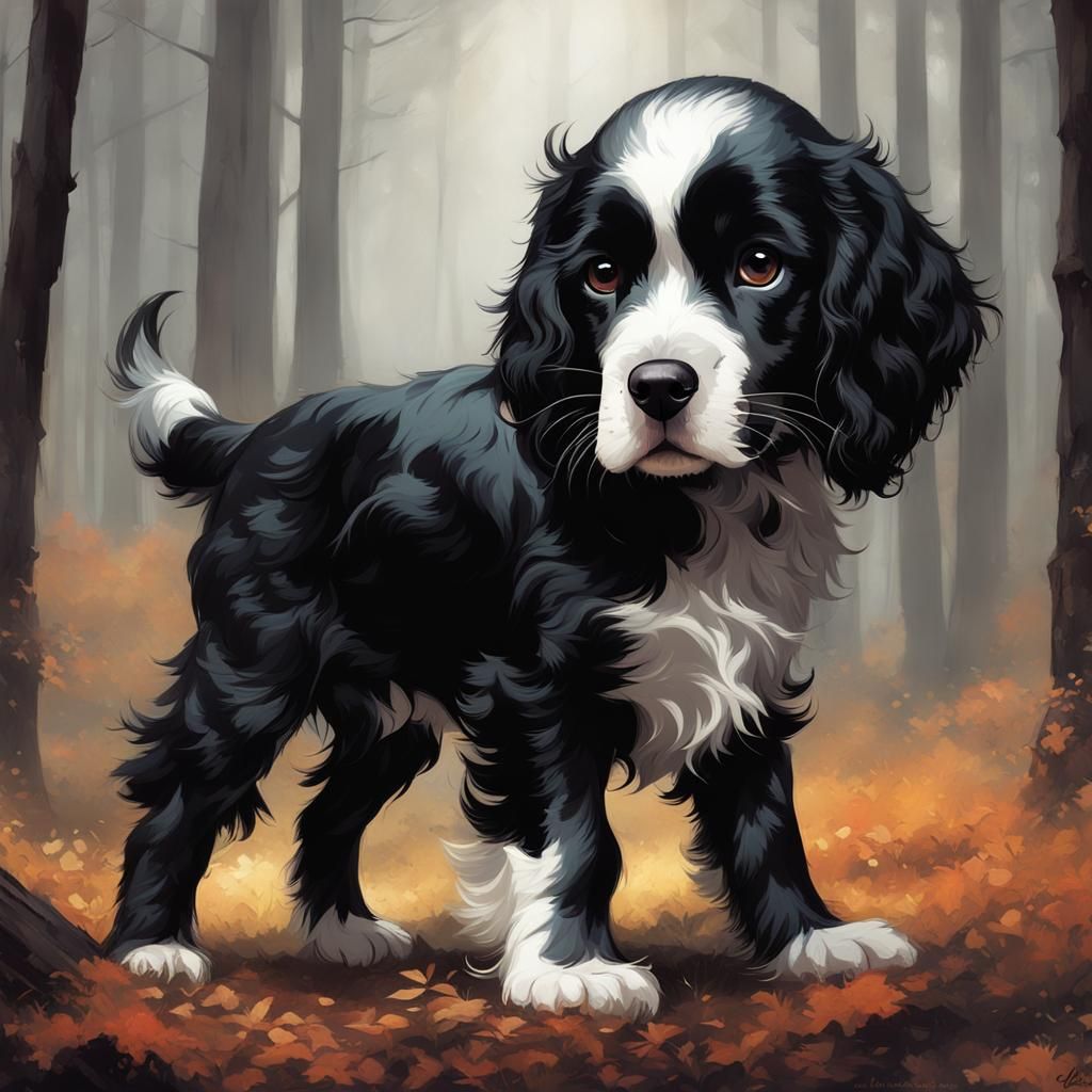 Chibi Anthropomorphic Springer Spaniel with Intricate Detail...