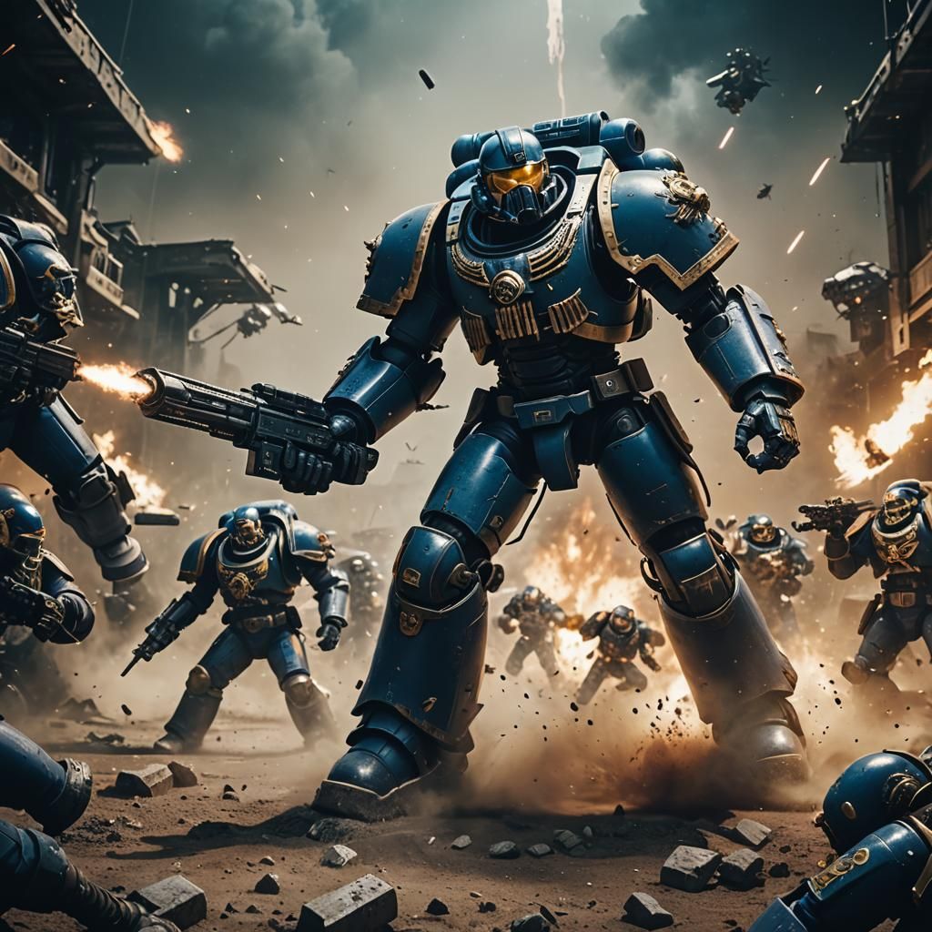 Modern Soldier Battles Space Marine: Cinematic Film Still