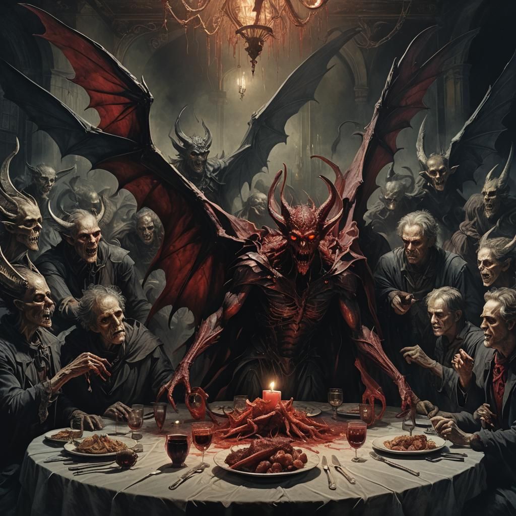 Demons Gathered in Eerie, Gothic Horror Style