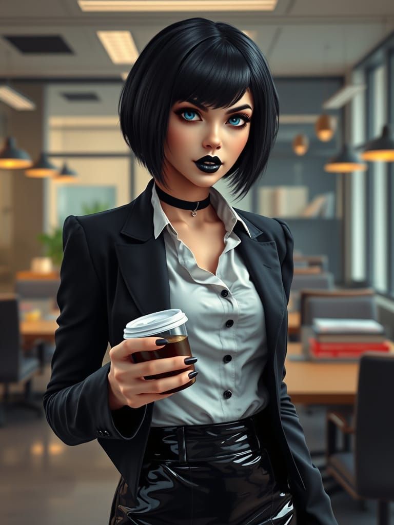 Sultry Gothic Secretary in Art Nouveau Style