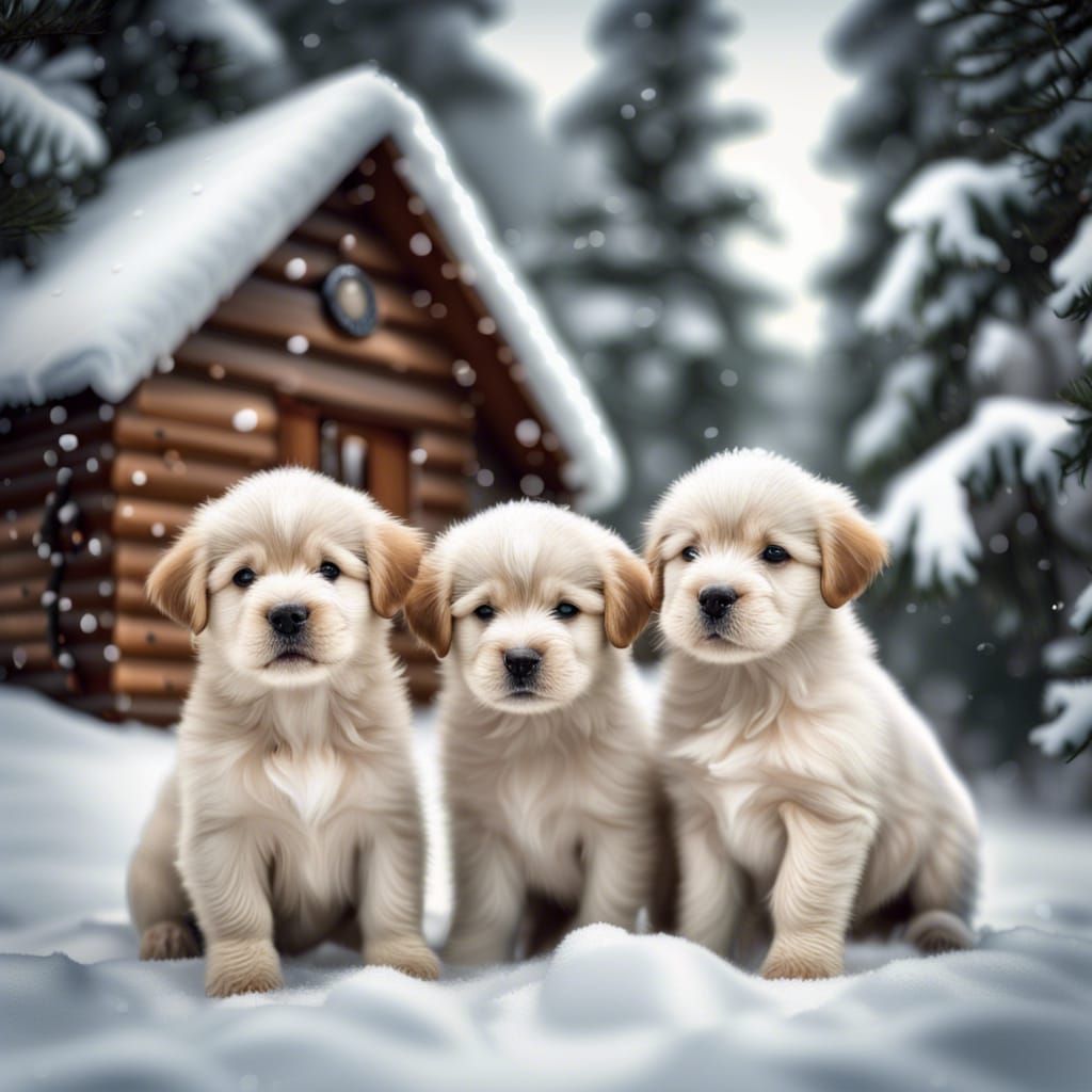The three little snow puppies