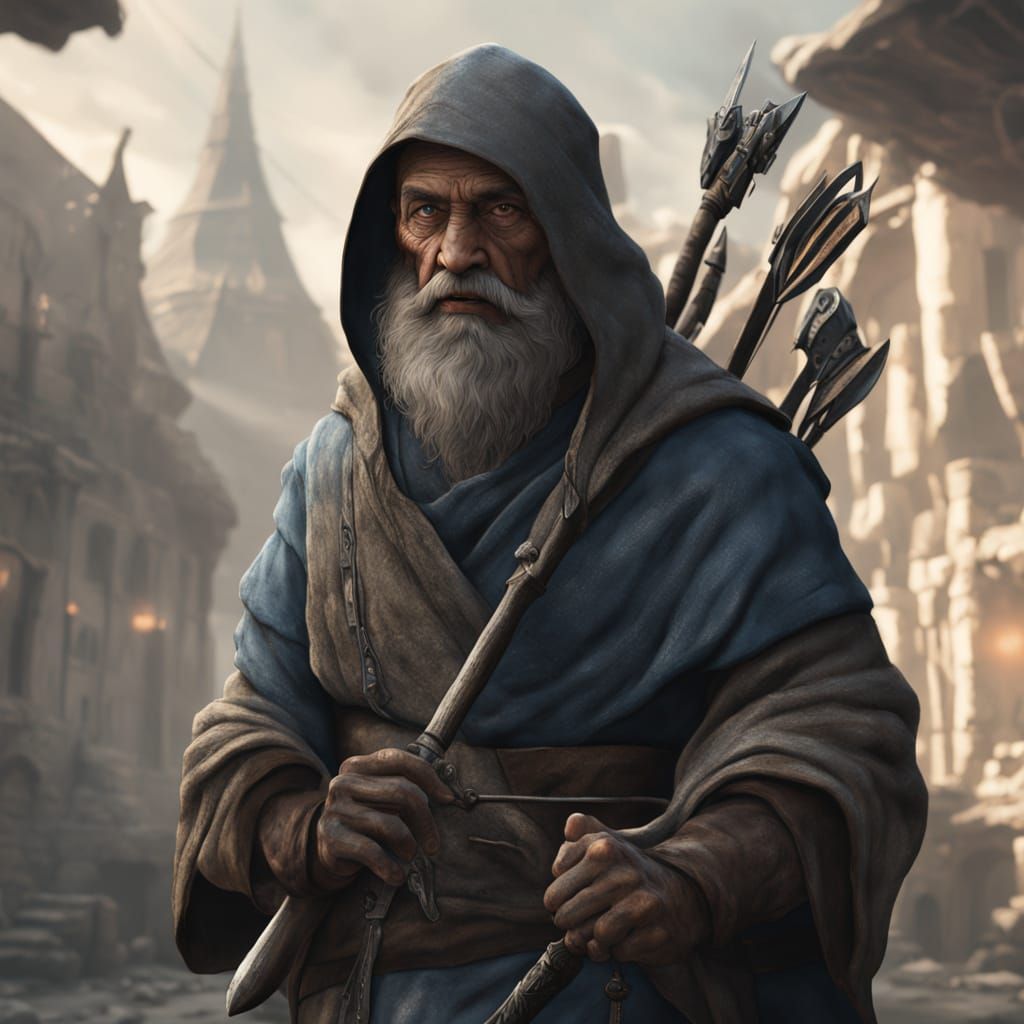 Firbolg Monk with Scimitar: Fantasy Concept Art