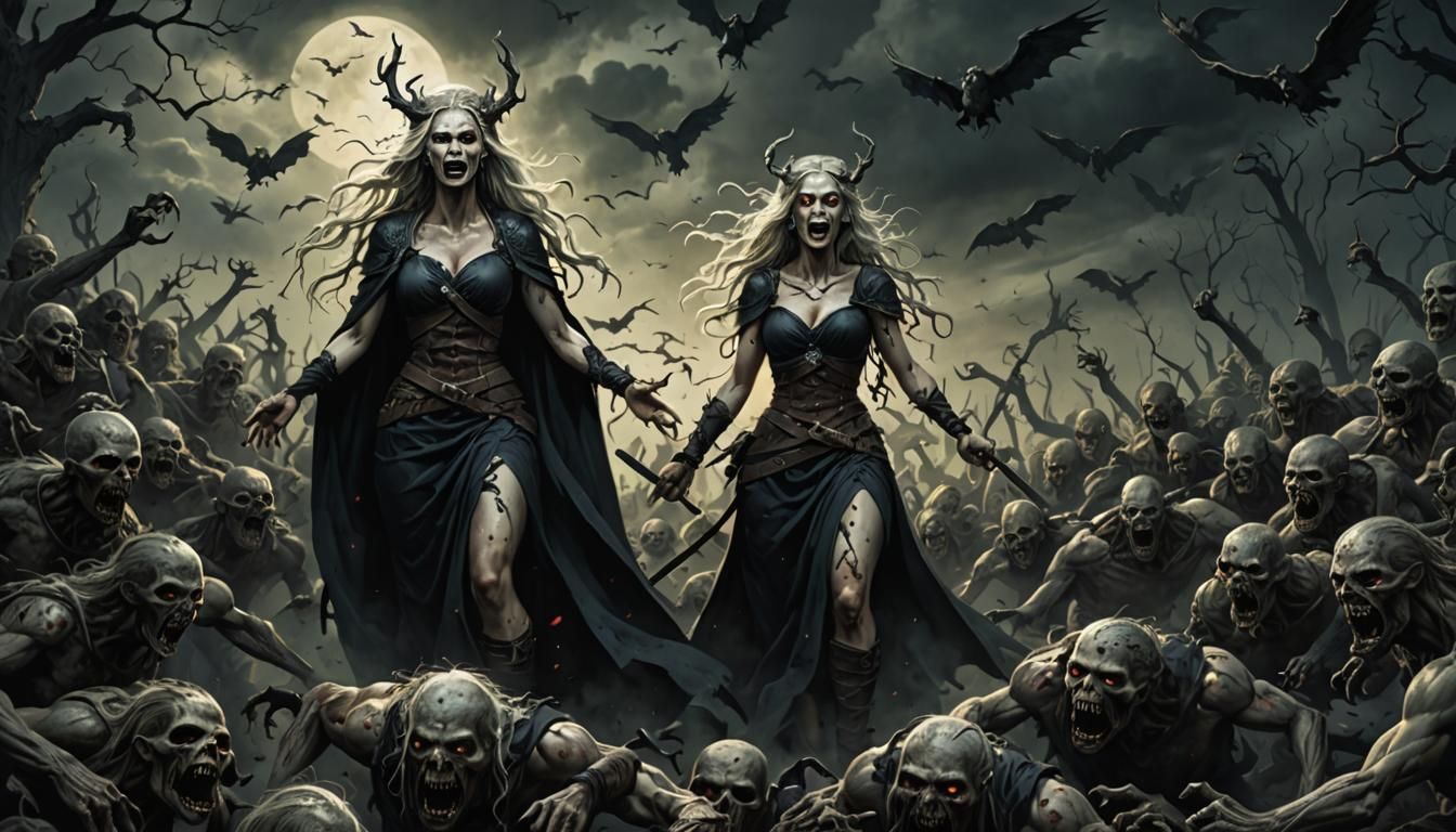 Hel Summons Zombie Horde in Dark Fantasy