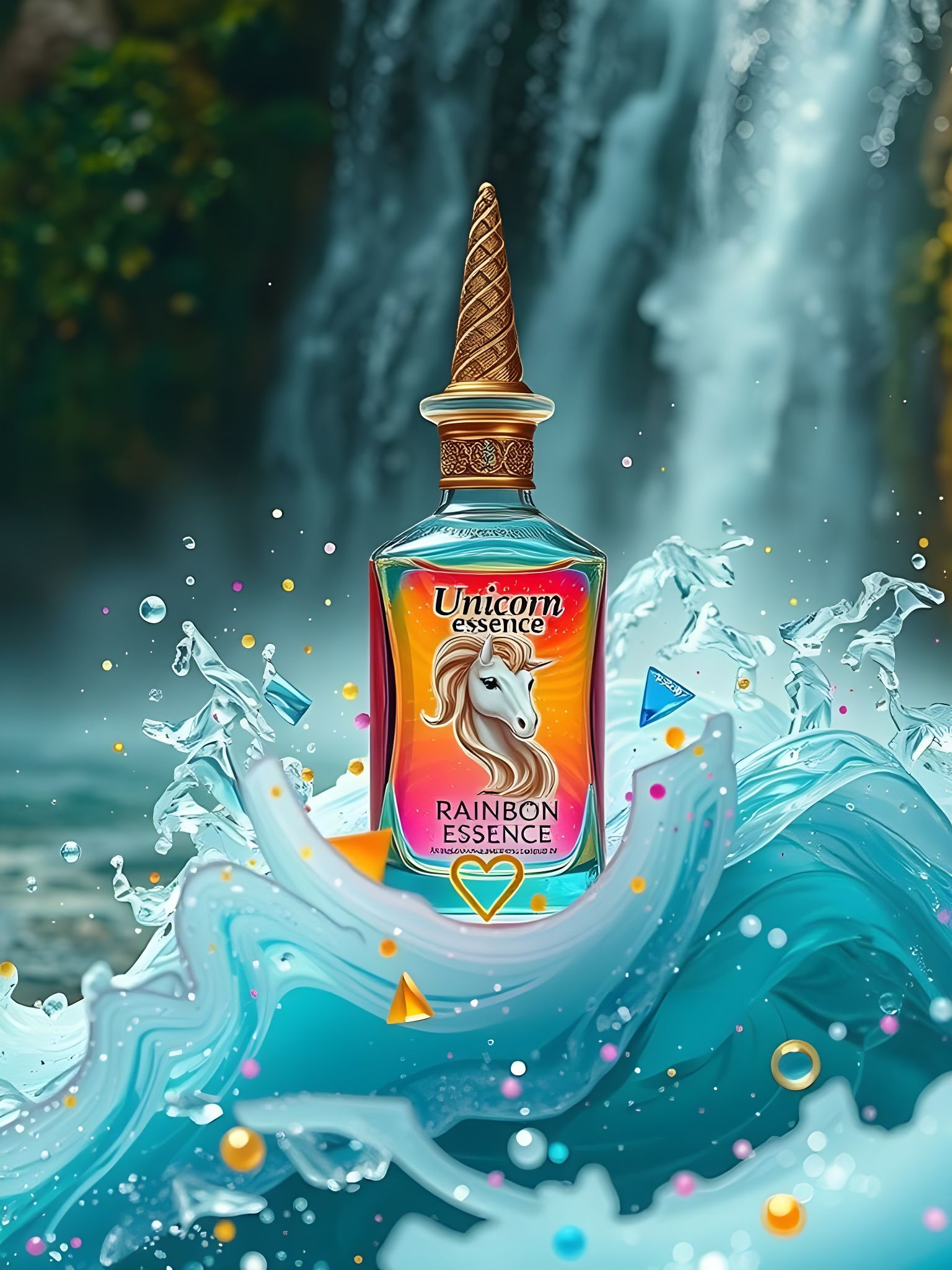 Luxurious Iridescent Beauty Bottle in Opulent Fantasy Settin...