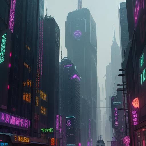 Cyberpunk Courier Chase Through Neon City