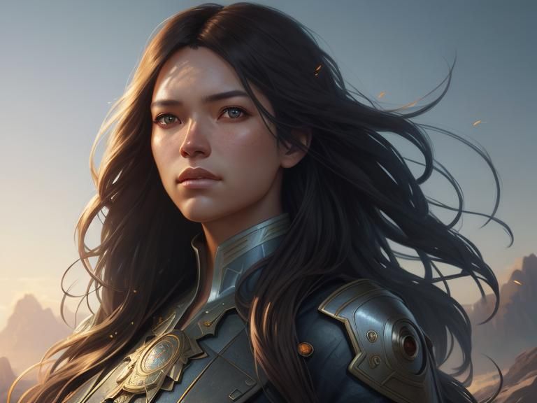 Mystical Girl in Wind: Hyperdetailed Portrait