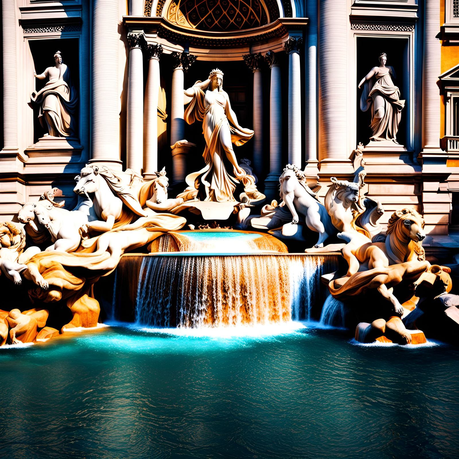 Trevi Fountain, Rome: Hyperrealistic Baroque Concept Art
