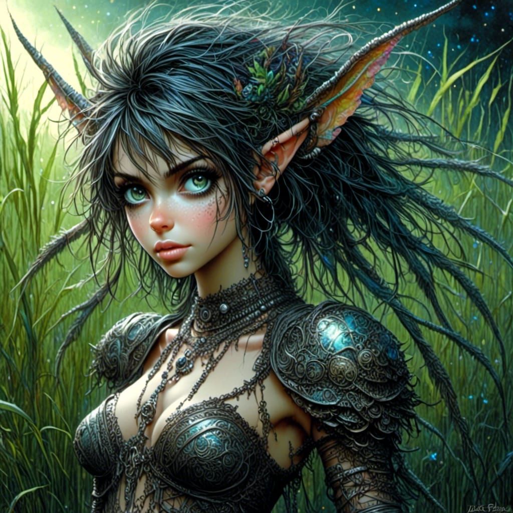 Bioluminescent Pixie Warrior in Dragon Scale Armor