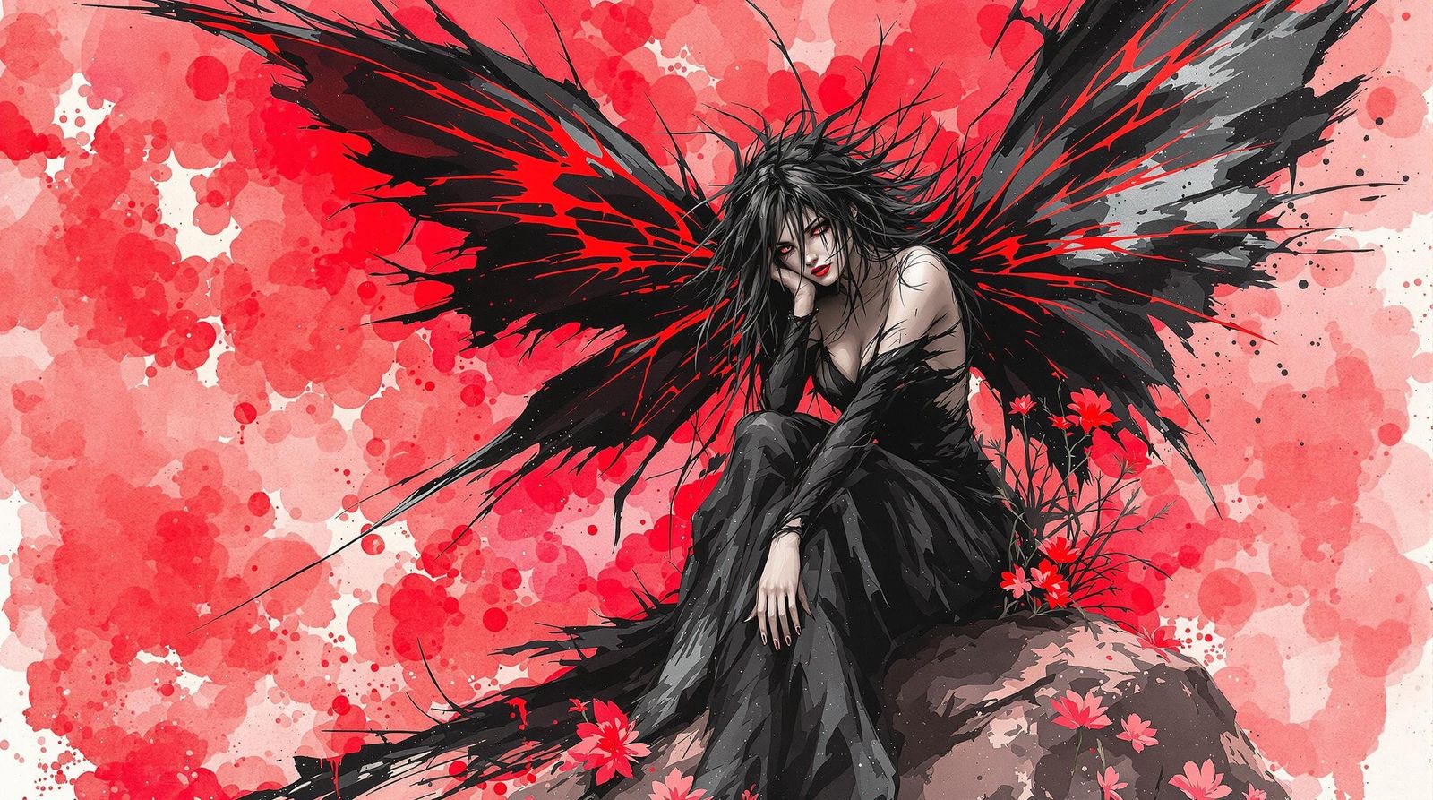 Colorful Watercolor Fairy with Glitch Art