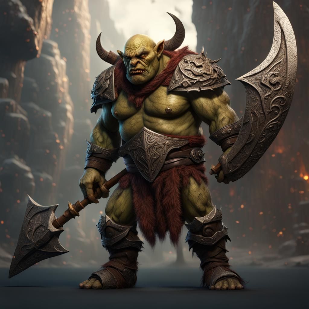 Half-Ogre Warrior with Halberd: Fantasy Concept Art