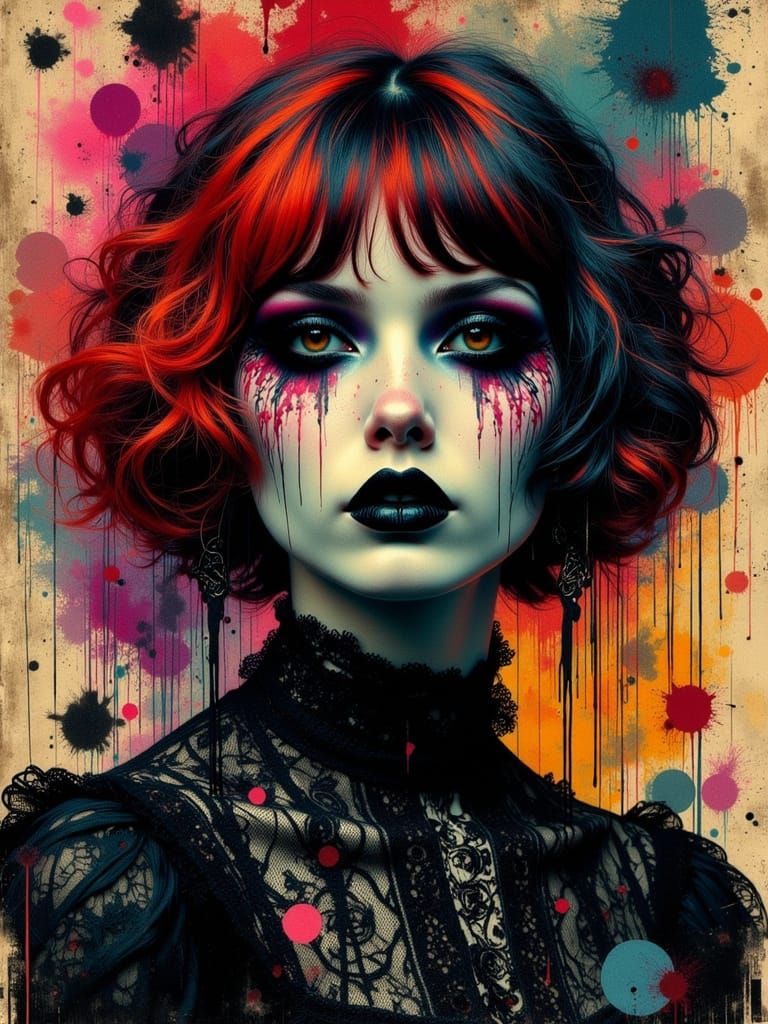 Gothic Abstract Portrait of a Melancholic Woman