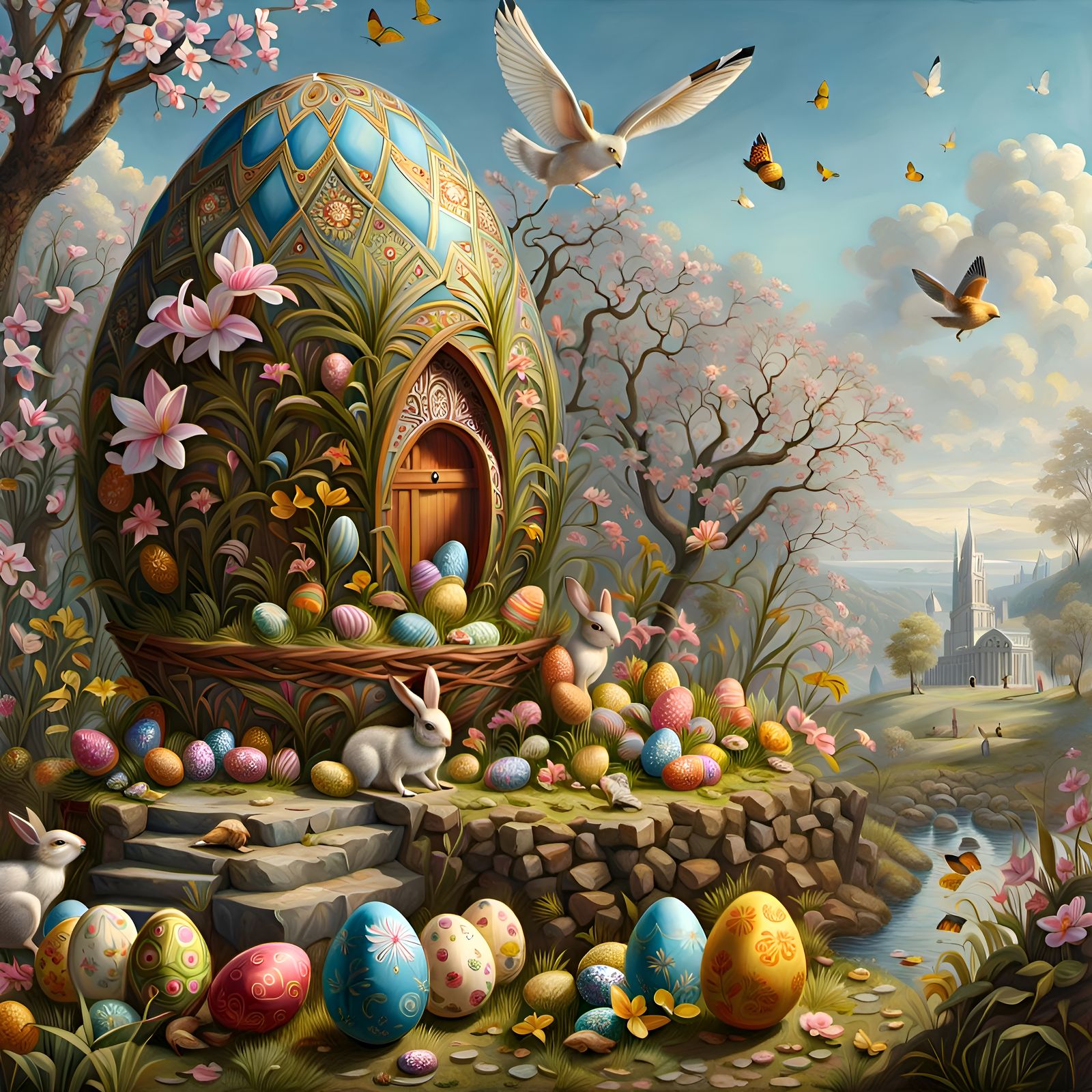 Detailed Easter Egg Hunt Matte Painting