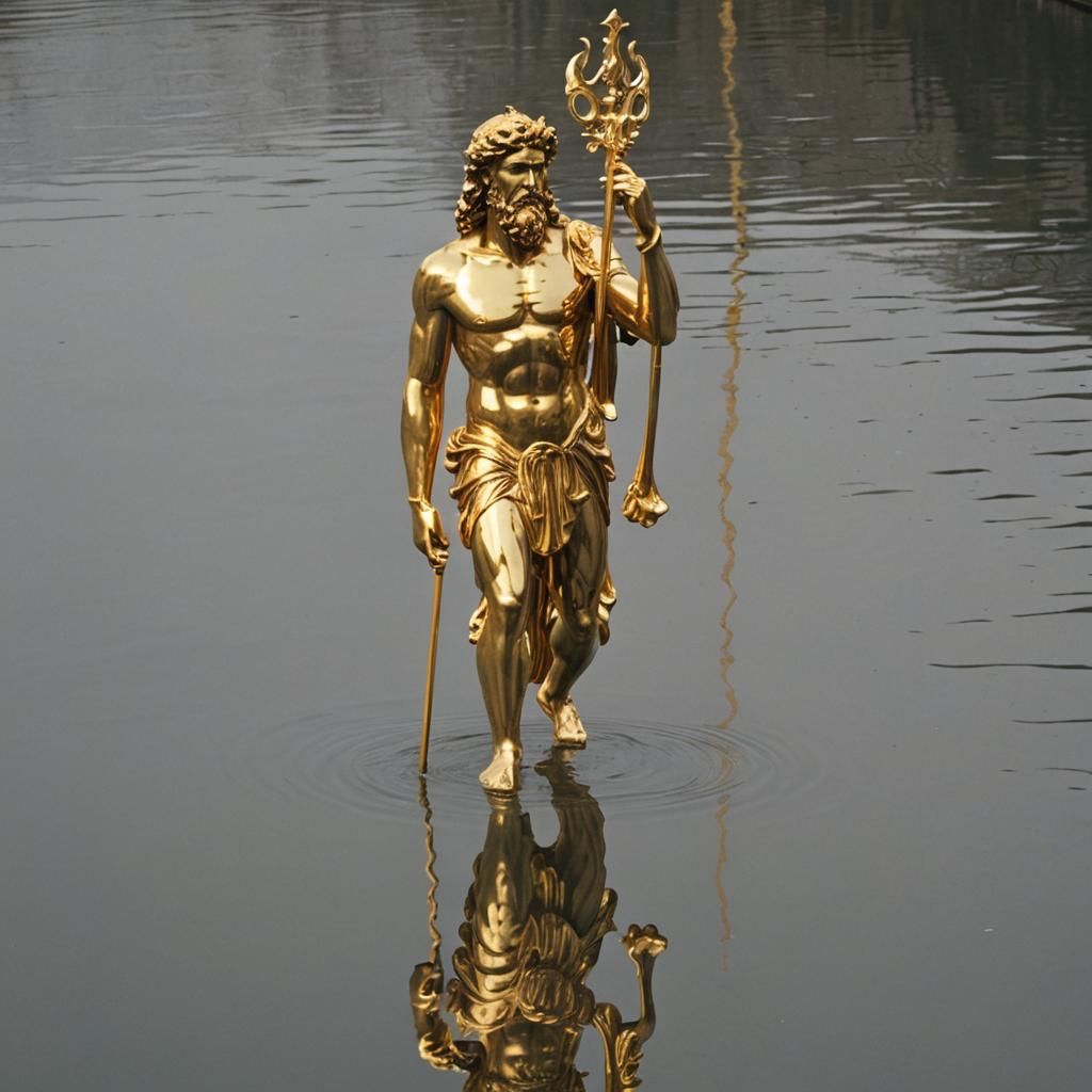 Poseidon's Golden Reflection in the River