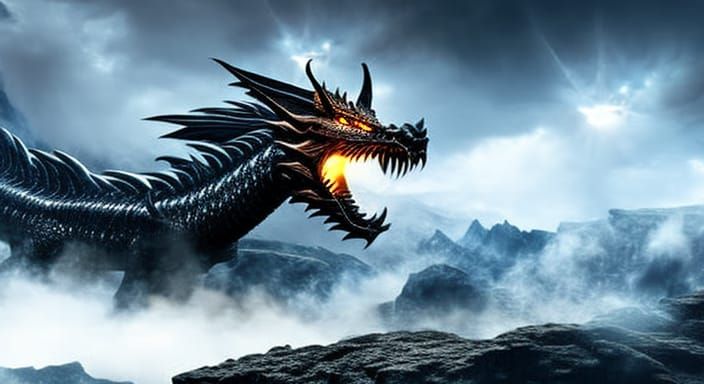 Epic Black Dragon God of Fire and Magic