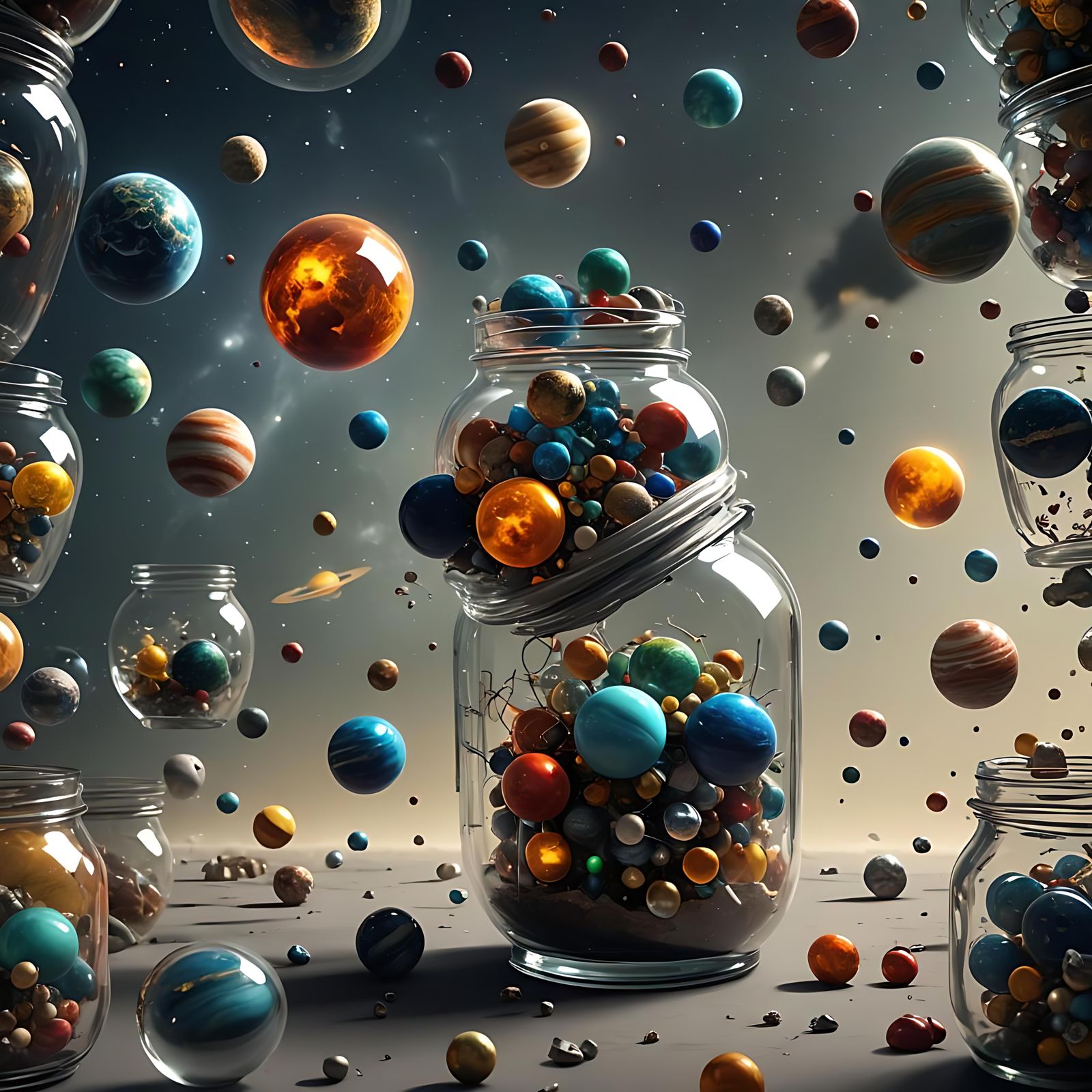 Solar System in a Jar: Detailed Matte Painting