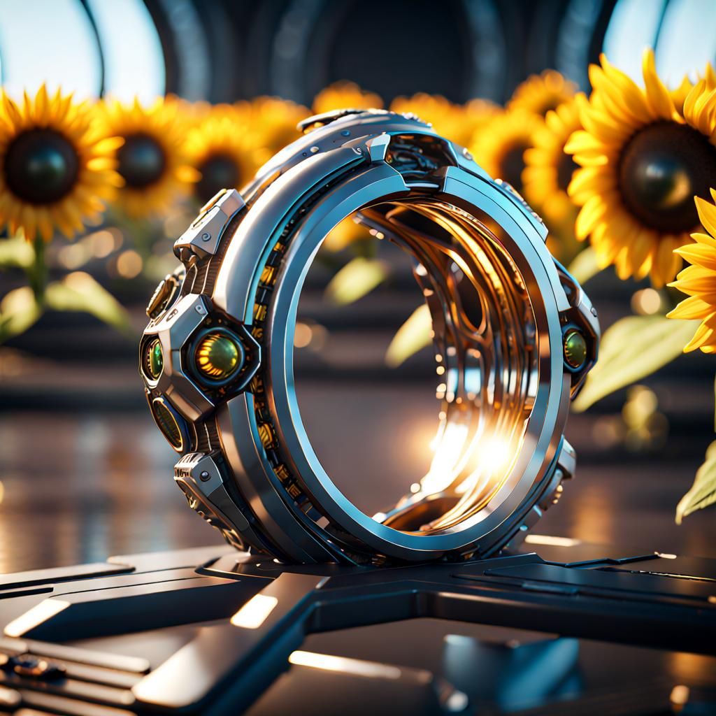 Sunflower with Halo Ring and Mech Details