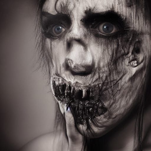 Ethereal Horror Portrait in Dark Surrealist Style