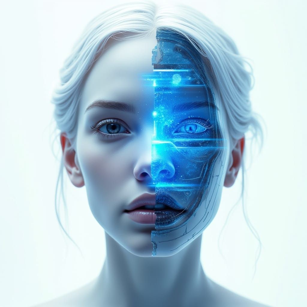 Symmetrical Futuristic Woman's Face in 3D Render