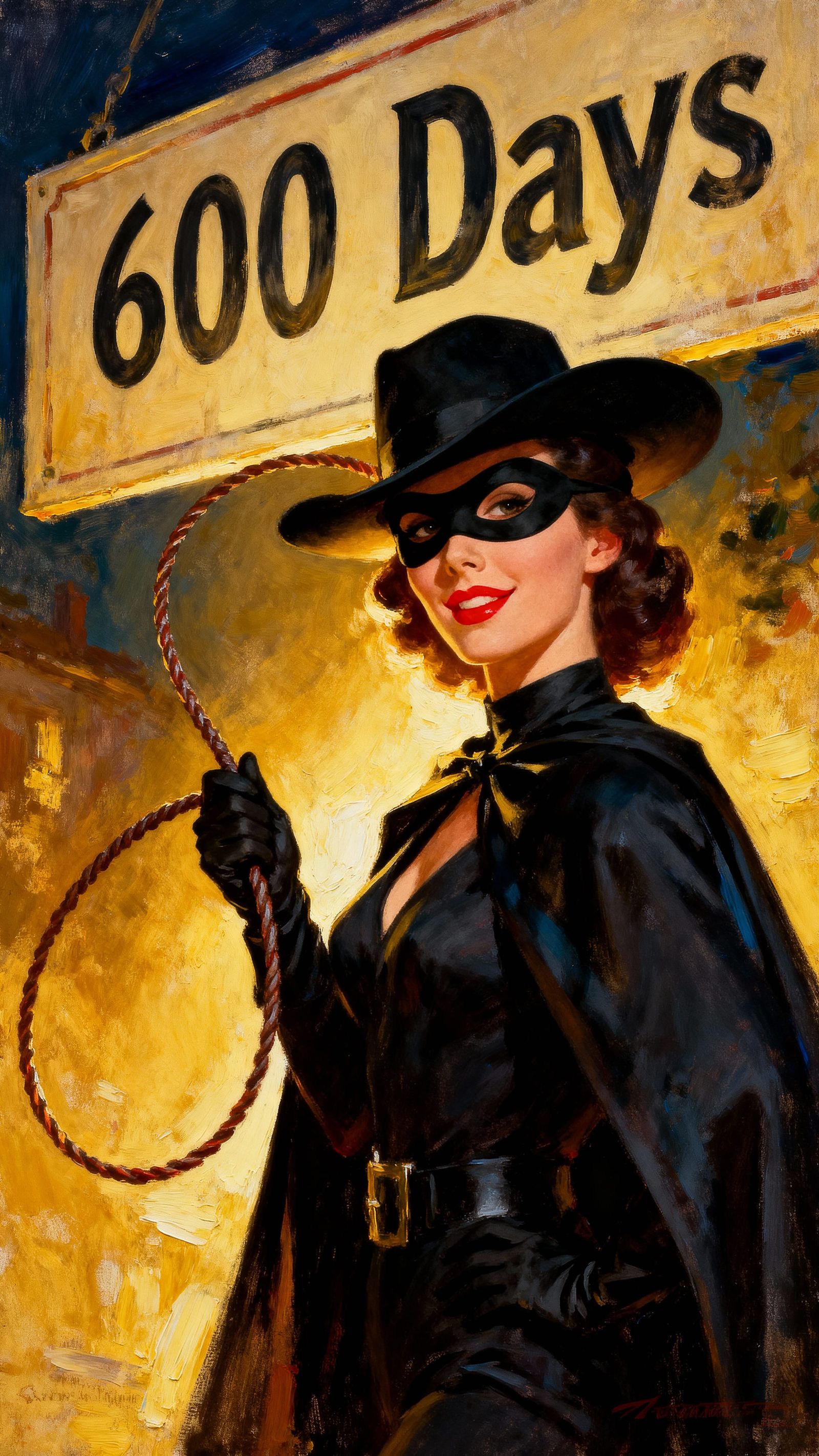 Heroic Zorro and Companion in Romantic Painterly Style